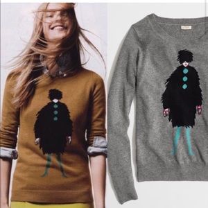 JCrew Grey warmspun intarsia French lady sweater